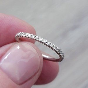 Pave Diamond and 14k White Gold Band